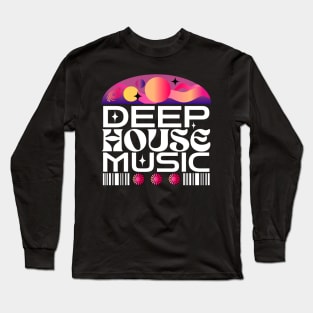 DEEP HOUSE  - Orbs And Stars (orange/purple/white) Long Sleeve T-Shirt